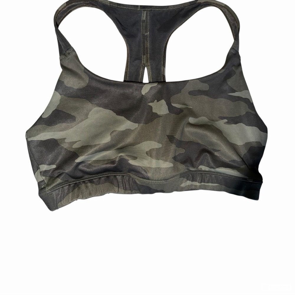 Athleta Olive & Black Camo Racerback Sports Bra